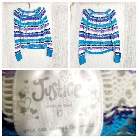 Justice Multi-colored Knit Sweater Top Girls Size 10 - Picture 1 of 8